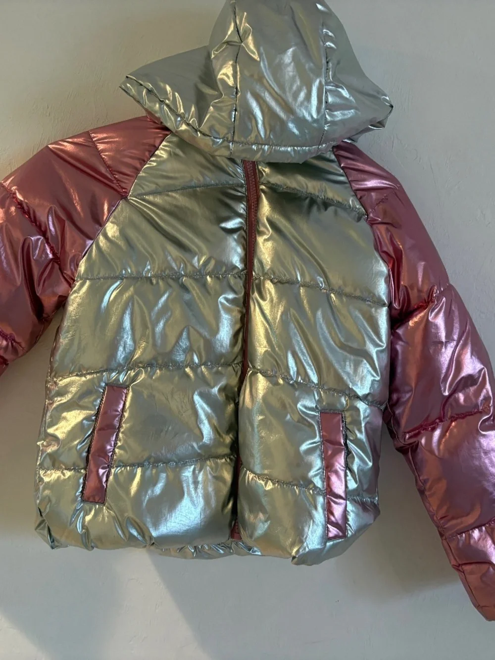 Old Navy Girls Winter Jacket Metallic Pink / Silver Size 10 / 12